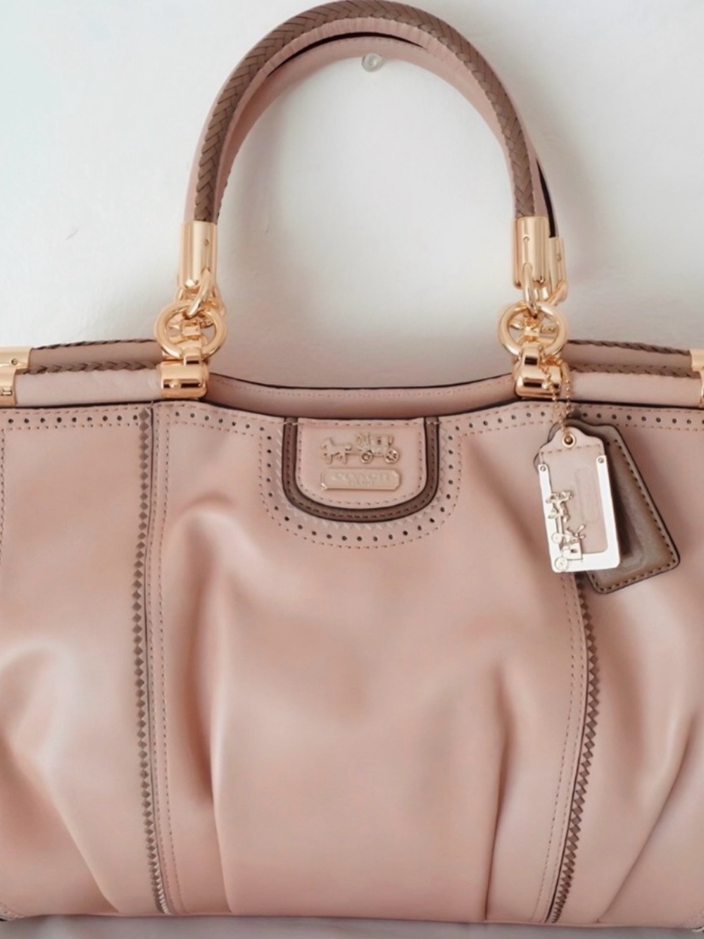 Coach Madison Perforated Pinnacle Zig- Zag Carrie Satchel $750 BNWOT